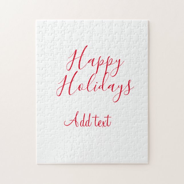 Puzzle Joyeuses fêtes Noël calligraphie rouge simple mi (Vertical)