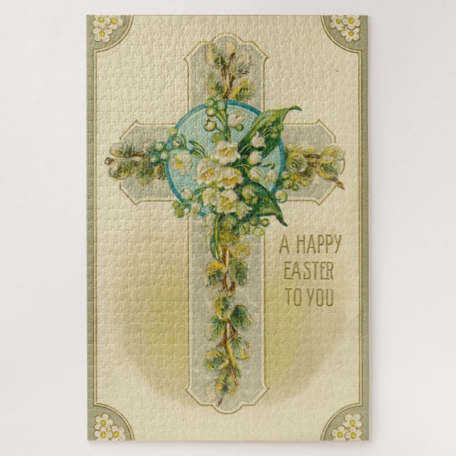 Puzzle Joyeuses Pâques à Vous - Carte Postale Antique,  (Vertical)