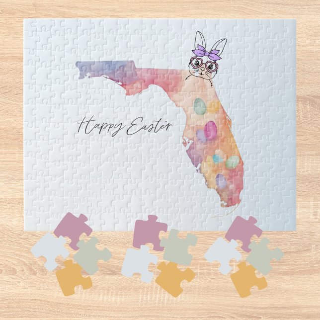 Puzzle Joyeuses Pâques de Floride Pastel Eggs et Lapin (Créateur téléchargé)