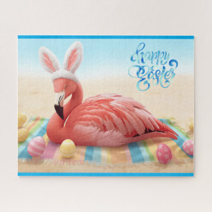 Puzzle Joyeuses Pâques de la Floride Flamingo Bunny sur l