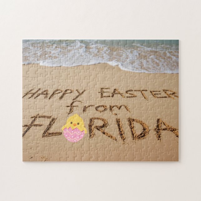 Puzzle Joyeuses Pâques depuis Floride Écrit dans le Sable (Horizontal)