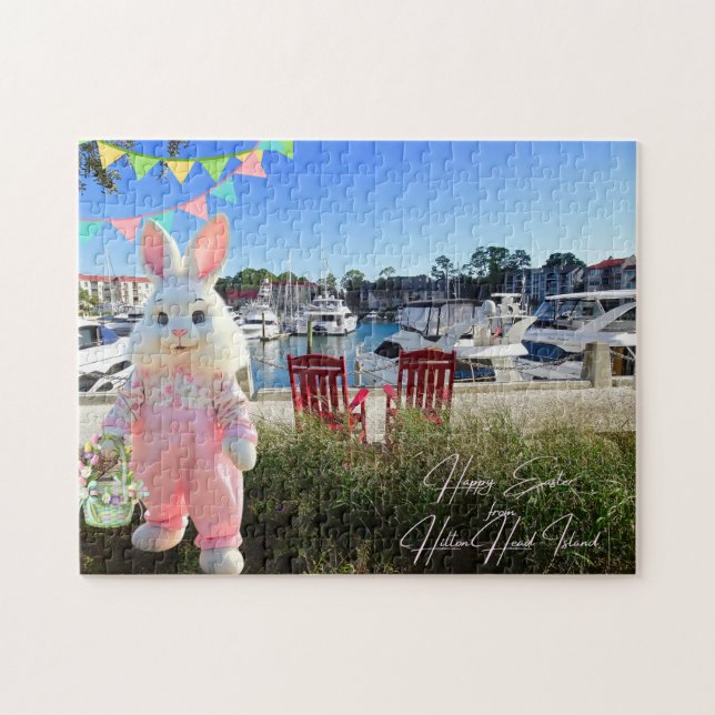 Puzzle Joyeuses Pâques depuis Harbour Town de l'île de Hi (Horizontal)