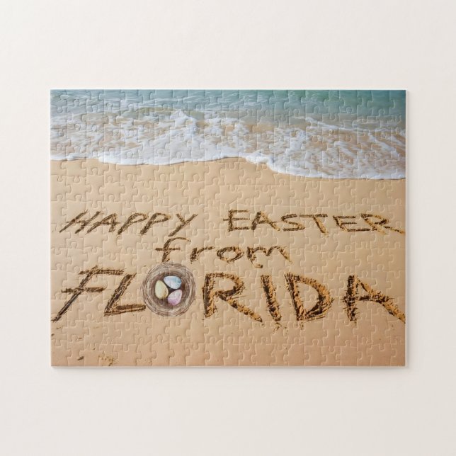 Puzzle Joyeuses Pâques depuis la Floride Écrit dans le Sa (Horizontal)