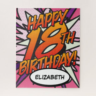 Puzzle Joyeux 18e ANNIVERSAIRE Rose Bande Dessinée Rétro