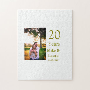 Puzzle Joyeux 20e anniversaire nom du couple date or