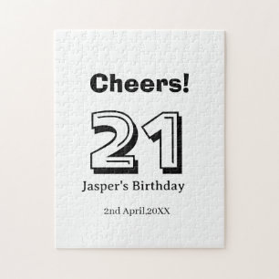 Puzzle Joyeux 21e anniversaire en lettres majuscules nom 