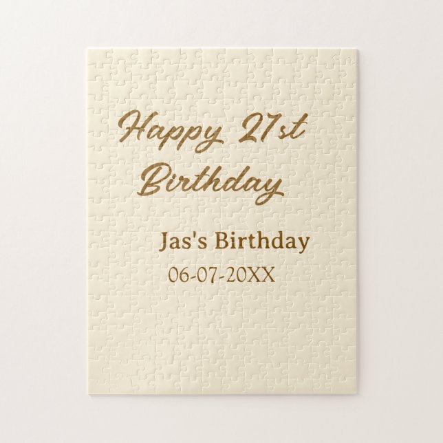 Puzzle Joyeux 21e anniversaire marron pastel jaune nom da (Vertical)