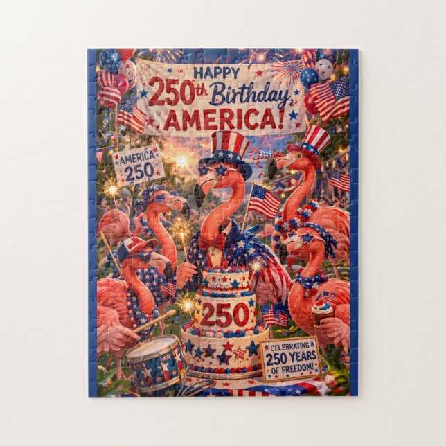 Puzzle Joyeux 250e anniversaire d'Amérique Flamant rose 4 (Vertical)