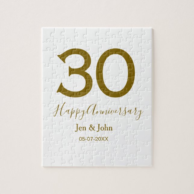 Puzzle Joyeux 30e anniversaire nom date golden bold lette (Vertical)