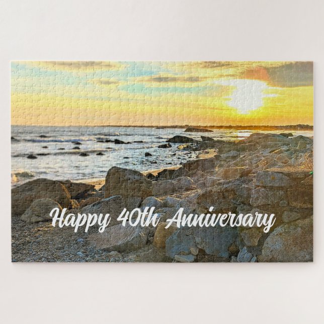 Puzzle Joyeux 40e Anniversaire Photo de Coucher de Soleil (Horizontal)