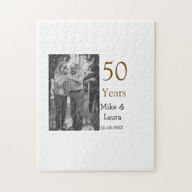 Puzzle Joyeux 50e anniversaire ajouter nom du couple date (Vertical)