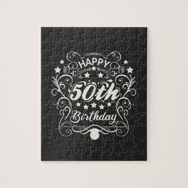 Puzzle Joyeux 50e anniversaire décoratif. (Vertical)