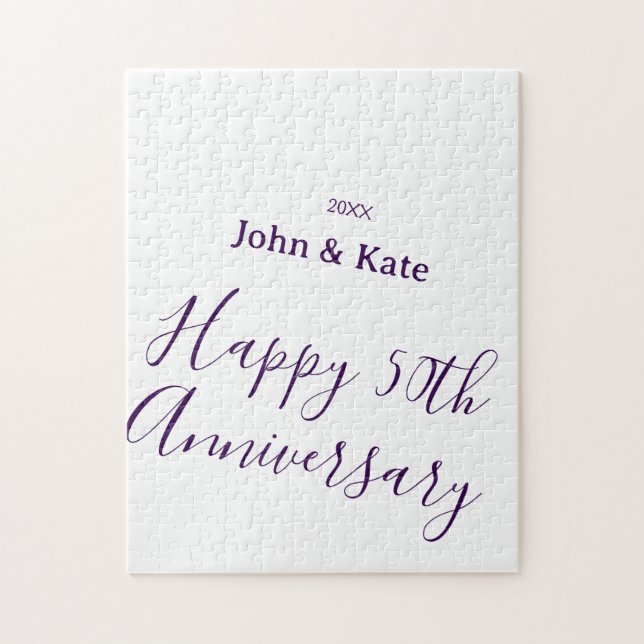 Puzzle Joyeux 50e anniversaire nom violet année simple  (Vertical)