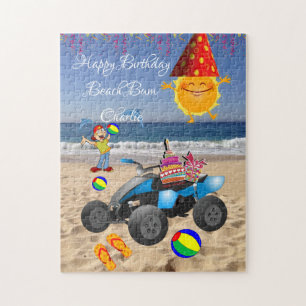 Puzzle Joyeux Anniversaire Beach Bum Cake Casquette Sun S
