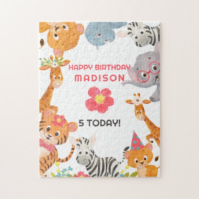 Puzzle Joyeux Anniversaire des animaux de la Jungle (Vertical)