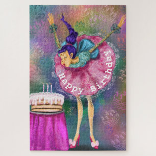 Puzzle Joyeux anniversaire - Fille soufflant des bougies 