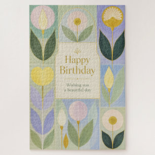 Puzzle Joyeux Anniversaire Fleurs Botaniques Modernes en