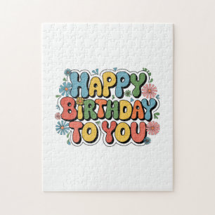 Puzzle Joyeux Anniversaire Floral Groovy