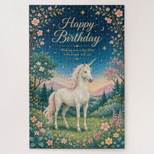 Puzzle Joyeux Anniversaire Jardin Floral de Licorne Magiq