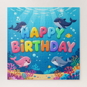 Puzzle Joyeux anniversaire mignon dauphin marin