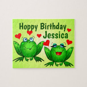 Puzzle Joyeux Anniversaire Nom Personnalisé Cute Green Fr