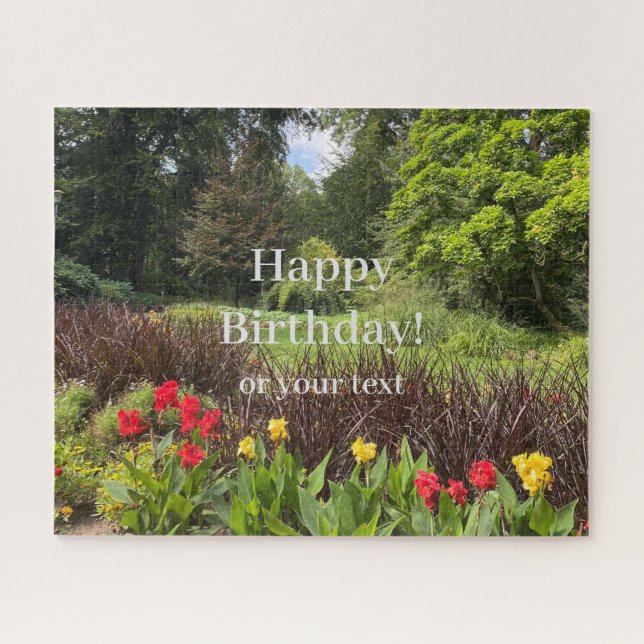 Puzzle Joyeux anniversaire ou votre texte Fleurs du Parc  (Horizontal)