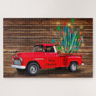 Puzzle Joyeux Camion Rouge Noël avec Arbre Agave & Lumièr