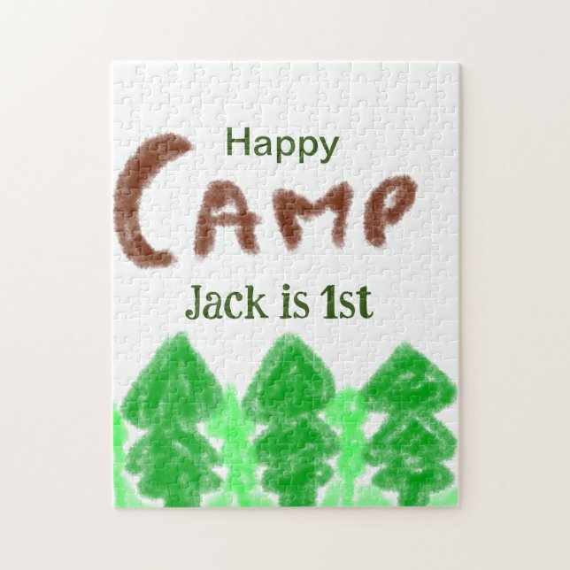 Puzzle Joyeux camping camper un anniversaire enfants arbr (Vertical)