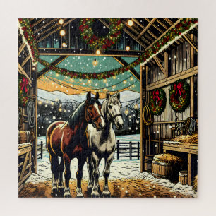 Puzzle Joyeux Chevaux de Cartoon de Noël