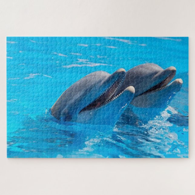 Puzzle Joyeux dauphins dans l'eau (Horizontal)