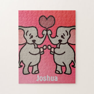 Puzzle Joyeux éléphants minimalistes avec un coeur | Amou