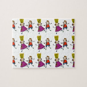 Puzzle Joyeux Enfants amusants Couple Dessin Dessin Dodle