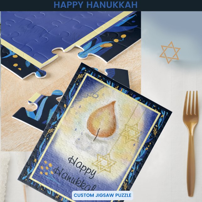 Puzzle Joyeux feu à bougie Hanoukka (Happy Hanukkah Candle Light Jigsaw Puzzle)