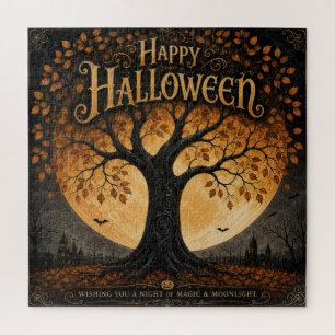 Puzzle Joyeux Halloween Arbre Squelettique Pleine Lune Go