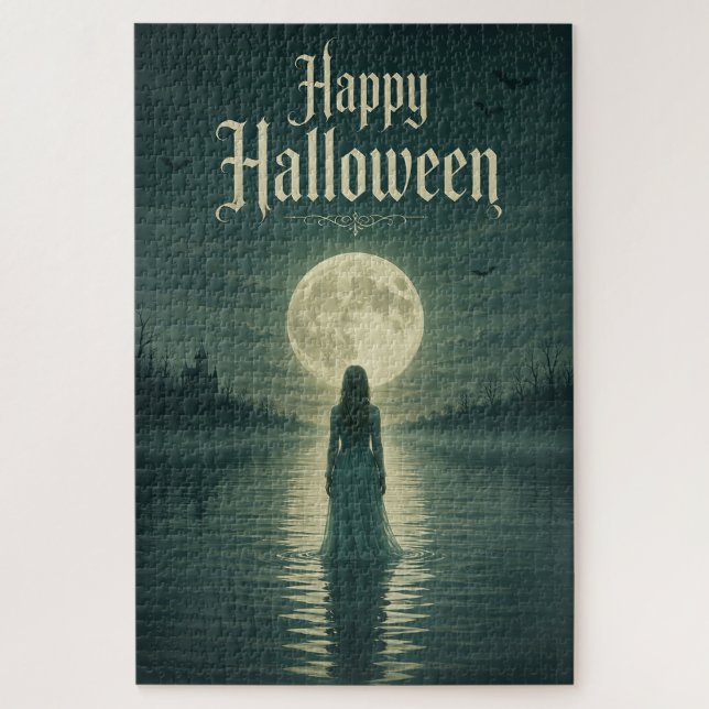 Puzzle Joyeux Halloween Ethéréal Lune Gothique Silhouette (Vertical)