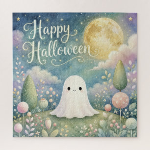 Puzzle Joyeux Halloween Gentil Fantôme Jardin Pastel