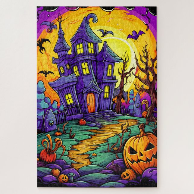 Puzzle Joyeux Halloween | Maison hantée (Vertical)