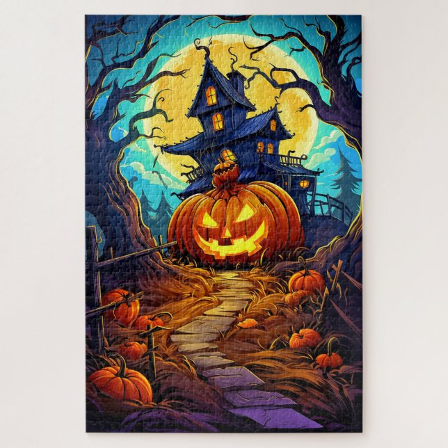Puzzle Joyeux Halloween | Mignonne Maison Hantée (Vertical)