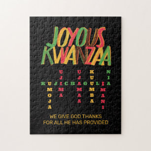 Puzzle Joyeux KWANZAA Principes mot-clé