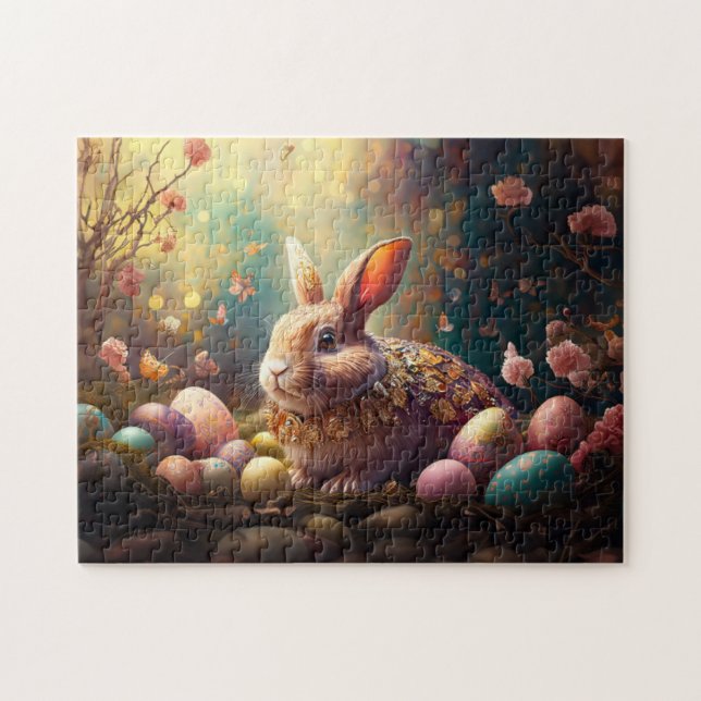 Puzzle Joyeux lapin de Pâques avec oeufs de Pâques (Horizontal)