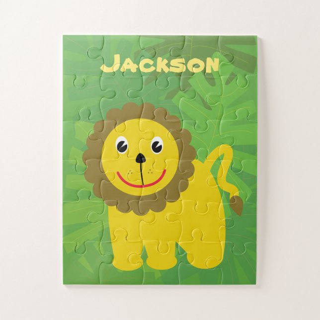 Puzzle Joyeux Lion Petits Enfants Personnalisé (Vertical)