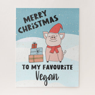 Puzzle Joyeux Noël à mon porcelet vegan préféré