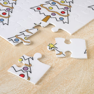 Puzzle Joyeux Noël Arbre Blanc Lumières Colorées Brillant