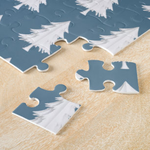 Puzzle Joyeux Noël Arbre Bleu Blanche Perle Pure