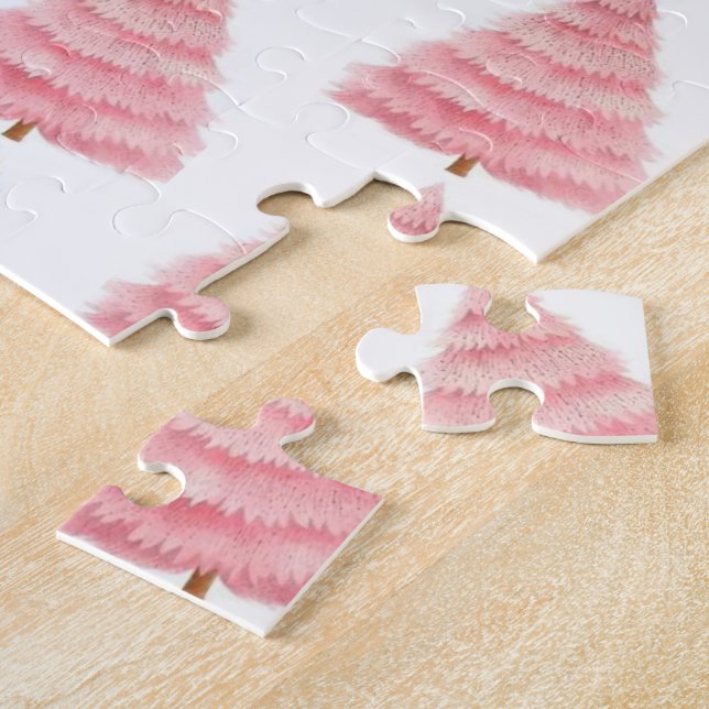 Puzzle Joyeux Noël Arbre Rose (Côté)