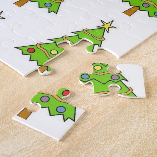 Puzzle Joyeux Noël Arbre vert brillant coloré  (Côté)