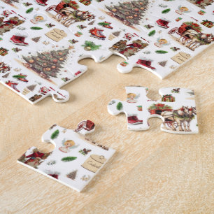 Puzzle Joyeux Noël Bonhomme de neige vintage Santa Bottes