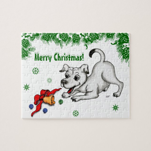 Puzzle Joyeux Noël ! Chiot avec Bell et Ball (Horizontal)