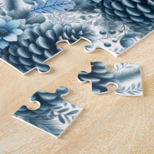 Puzzle Joyeux Noël Cônes de pin bleus 
