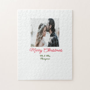 Puzzle Joyeux Noël couple photo ajouter nom heureux vacan